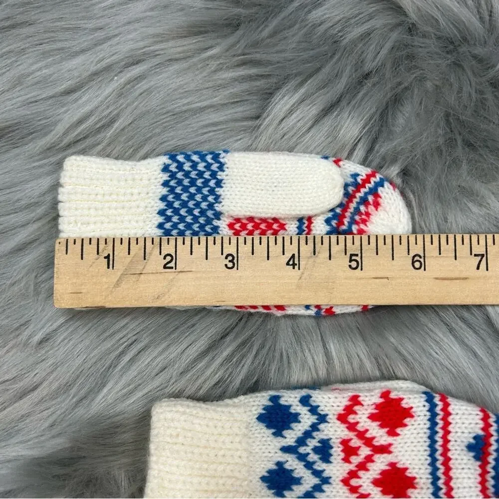 Vintage Kids Nordic Fair Isle Acrylic Mittens 1970’s